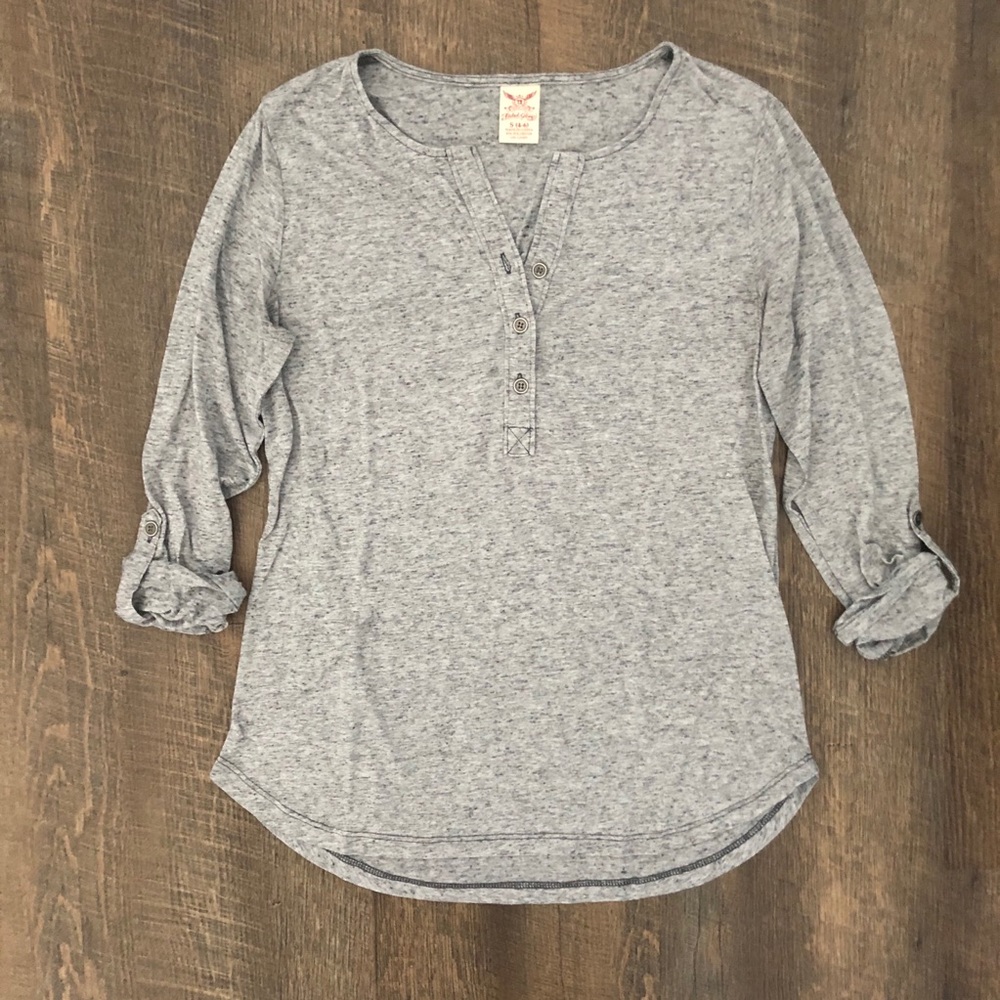 Faded Glory Grey 3/4 Sleeve Top - Women’s S (4-6)